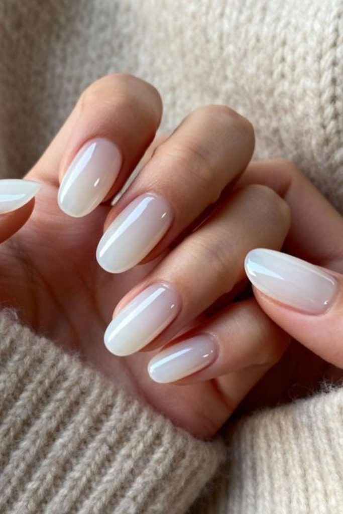 Coconut milk nails warm soft sheen.
