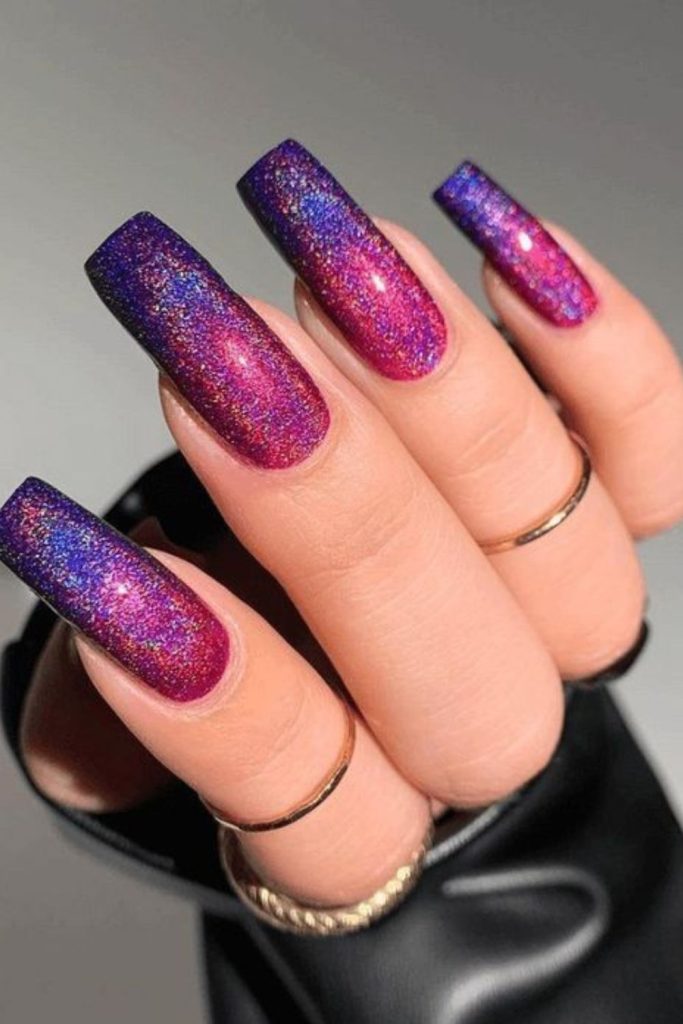 Red and purple cosmic nails