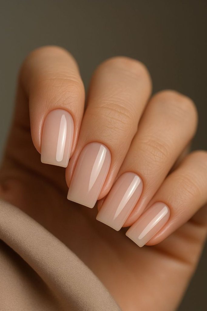 Buttercream toned simple nail design.