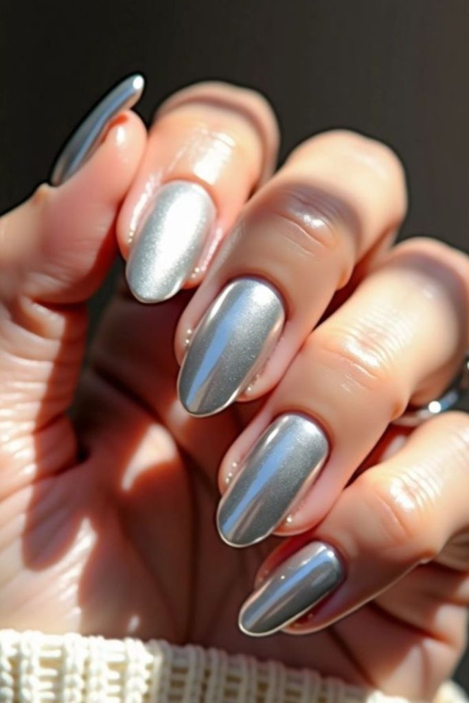 Smoky translucent nails with pearlescent shine
