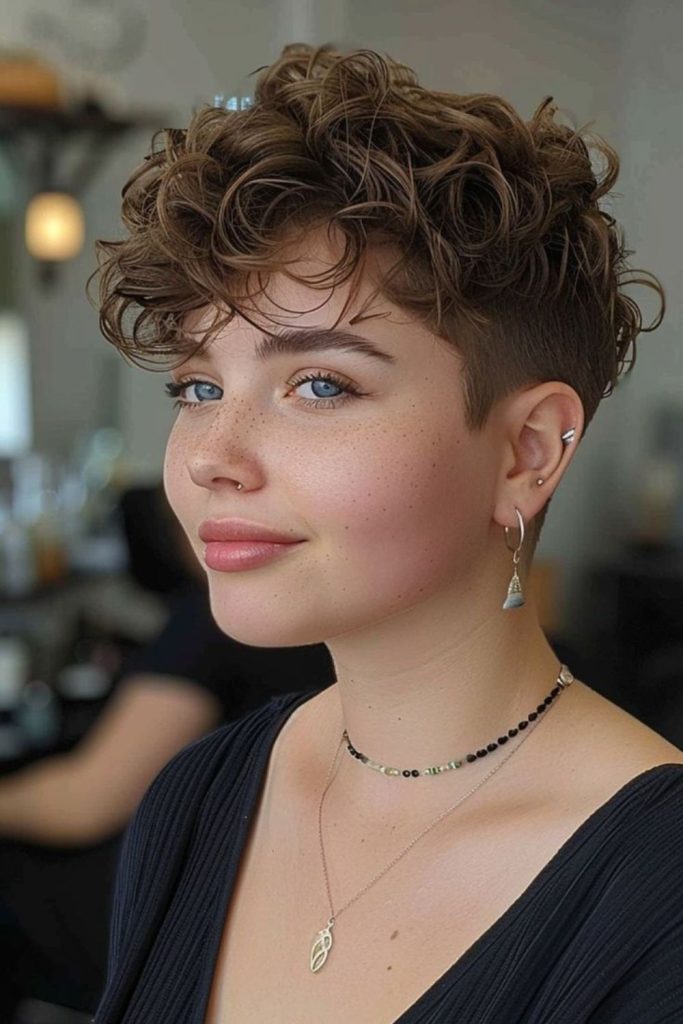 Curly pixie hairstyle bouncy texture