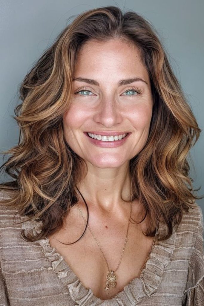Wavy medium haircut relaxed movement