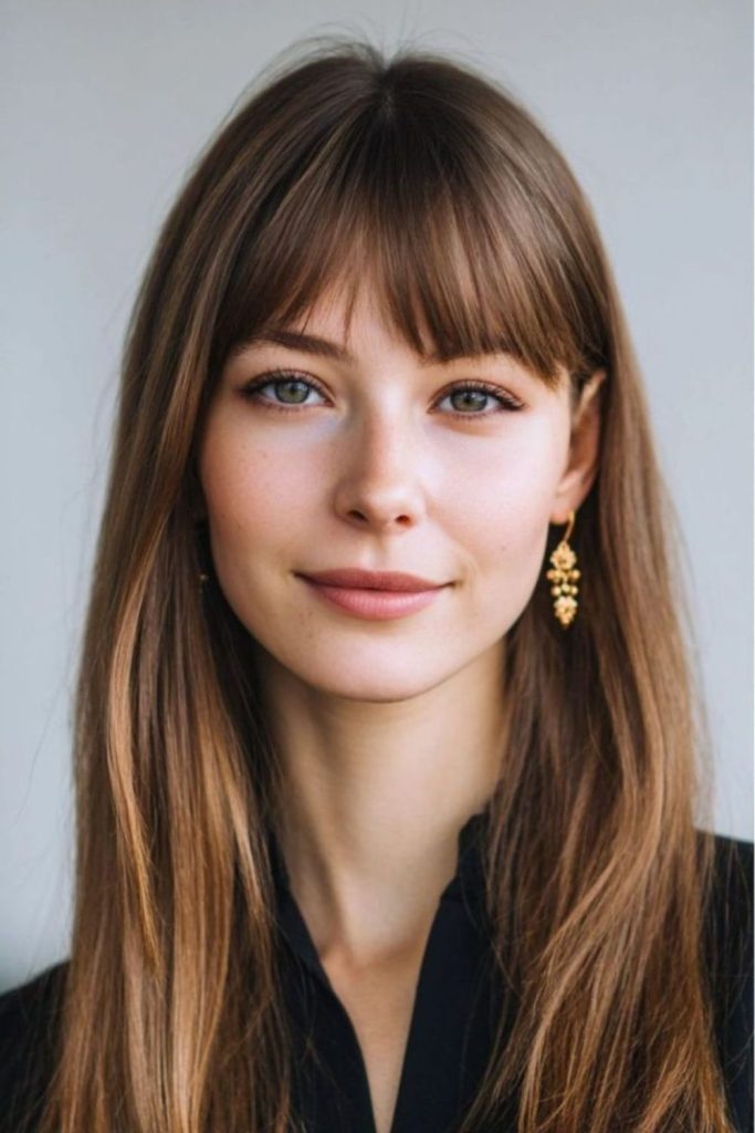 Short wispy fringe with cascading waves