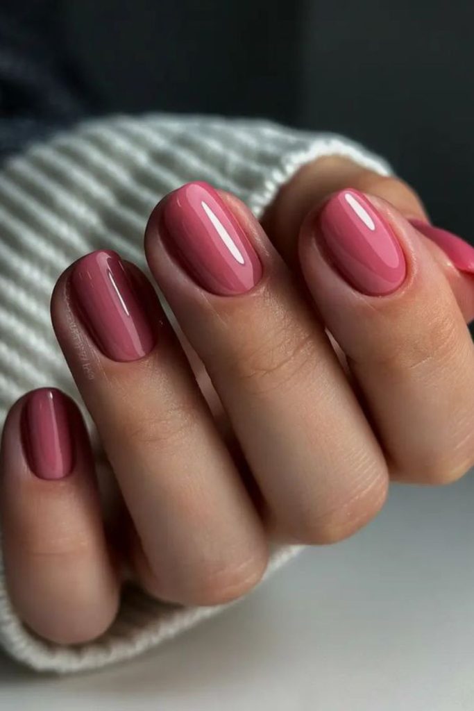 Dusty rose satin short nails