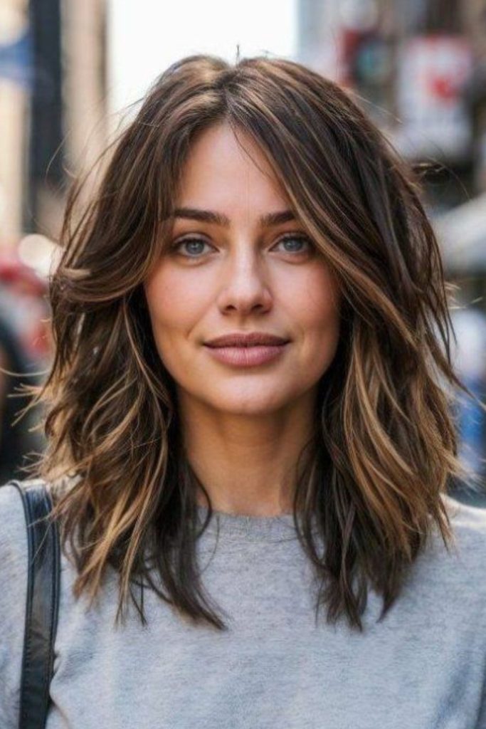 Rhythmic layered medium haircut flow