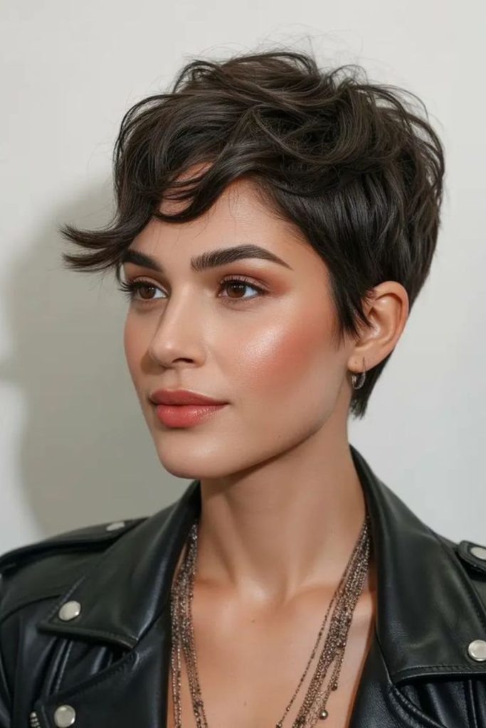 French New Wave messy pixie cut.