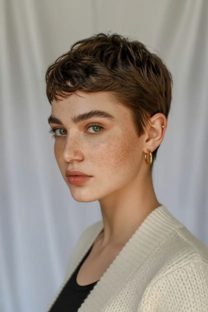 French tomboy pixie haircut look.