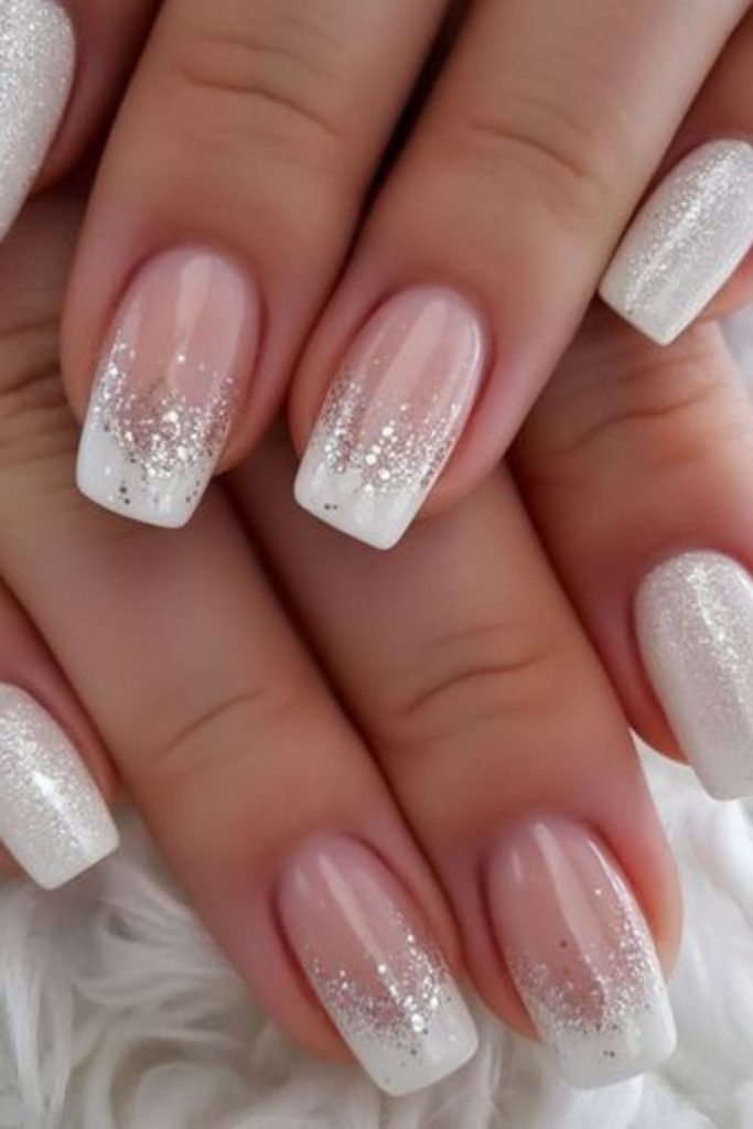 Silver filigree on icy matte tips