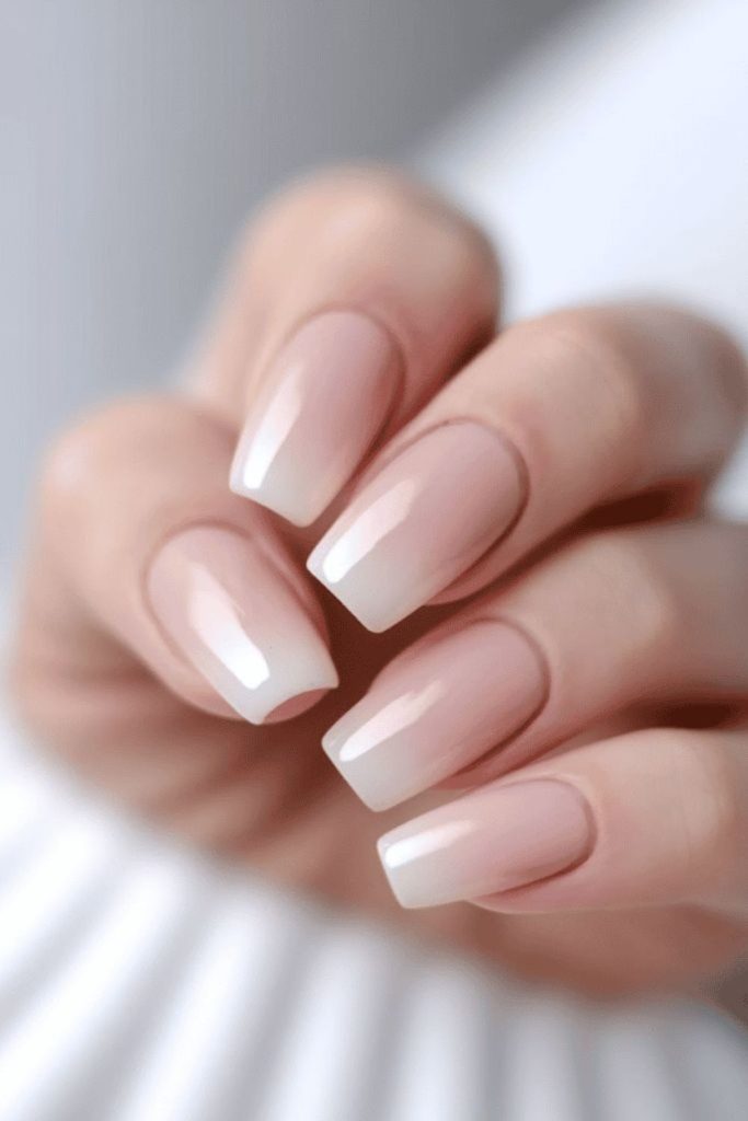Frosted clear minimalist nail finish.