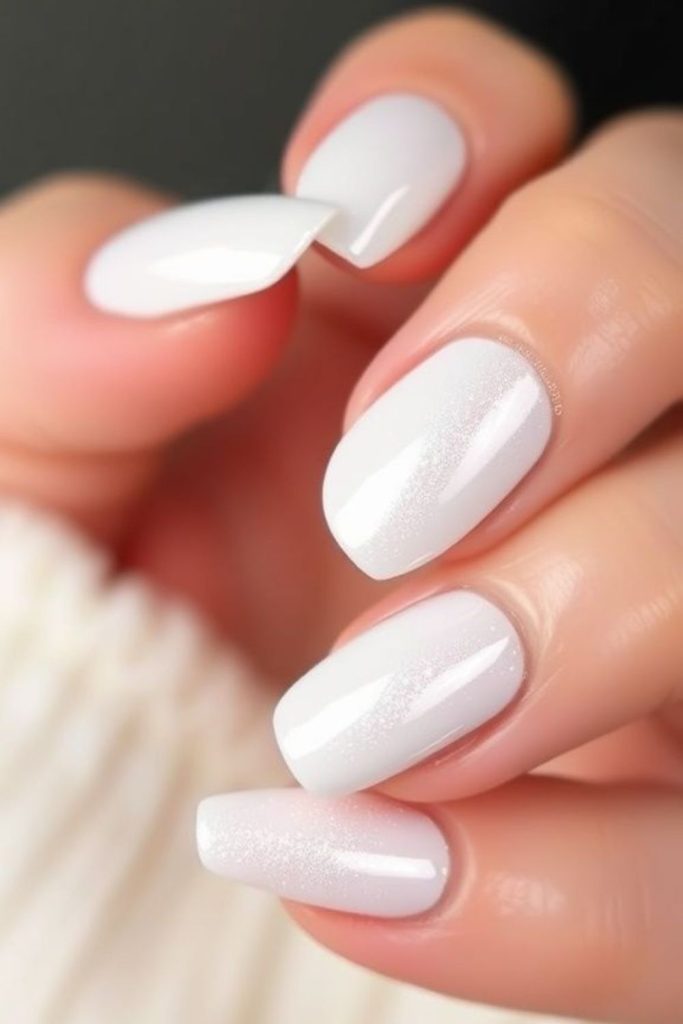 Frosted cream nails with soft effect.