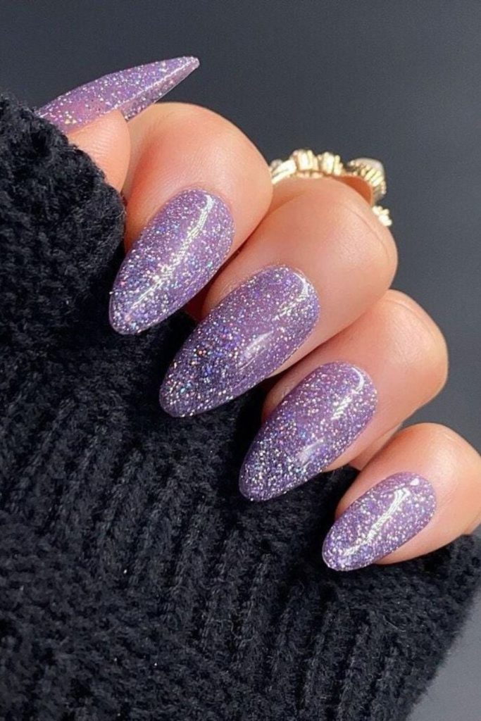 Lilac icy shimmer acrylic nails
