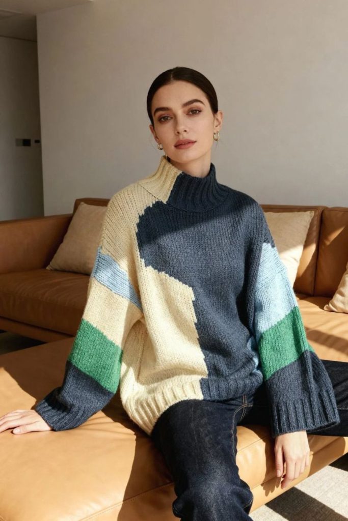 Chunky patterned icy knit sweater