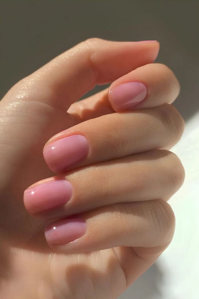 Translucent pink playful round nails
