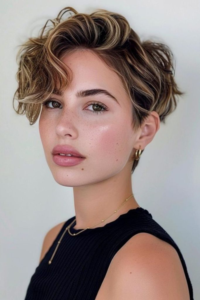 Metallic threads flicker across feathered crown.