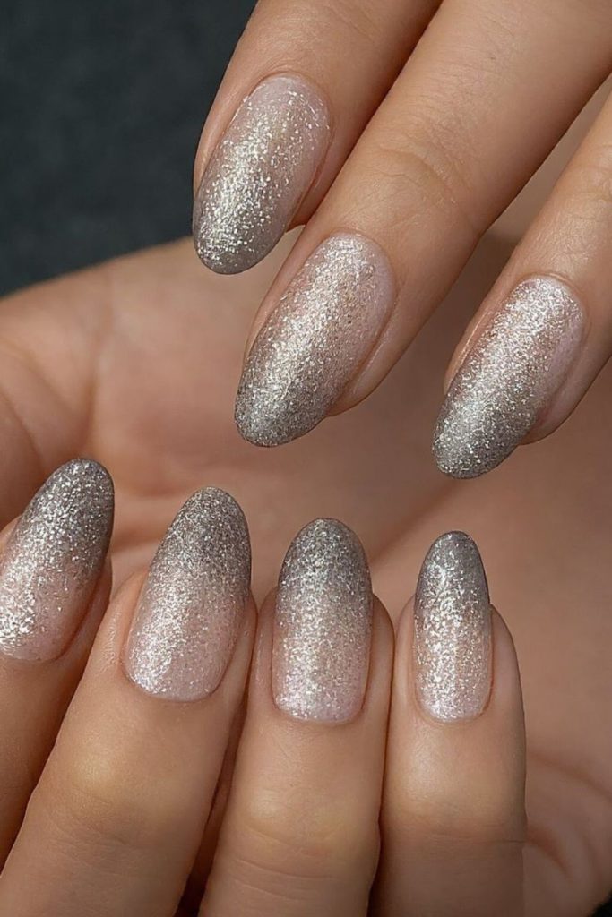 Frosted tips lightly dusted with glitter