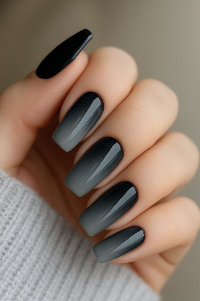 Black fading into soft gray tips