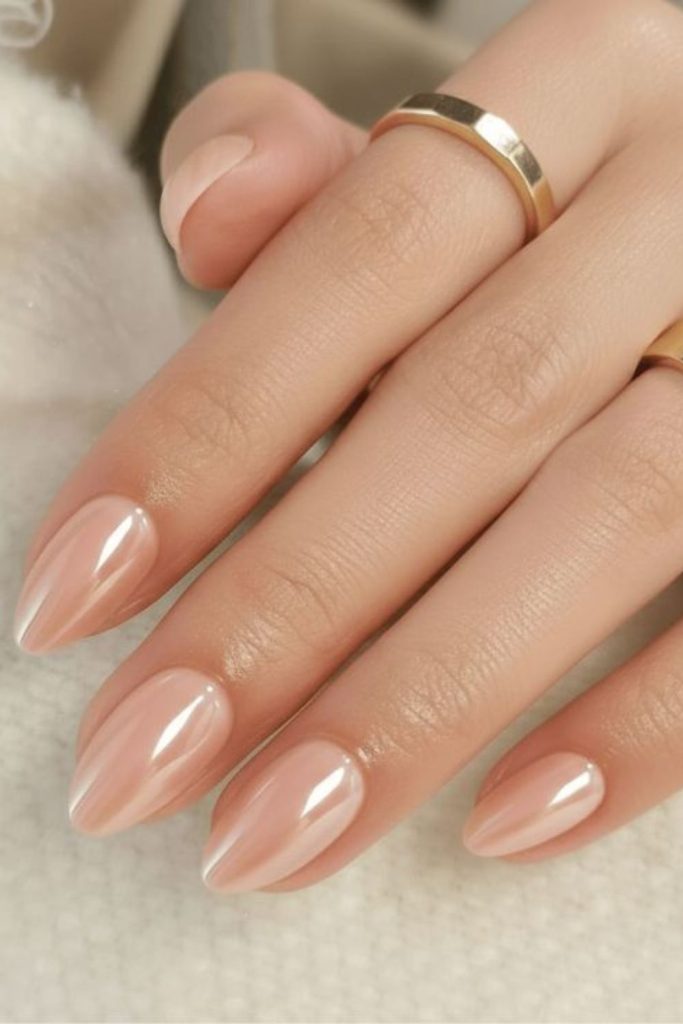 Warm honey soft round nails