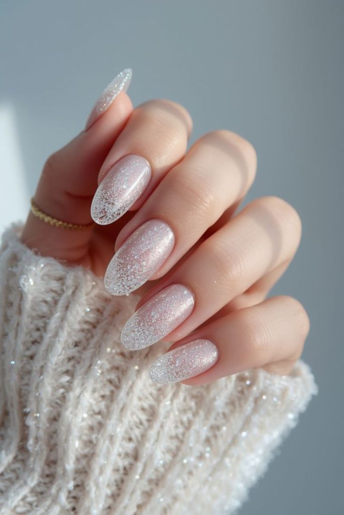 Icy silver drips over stiletto nails