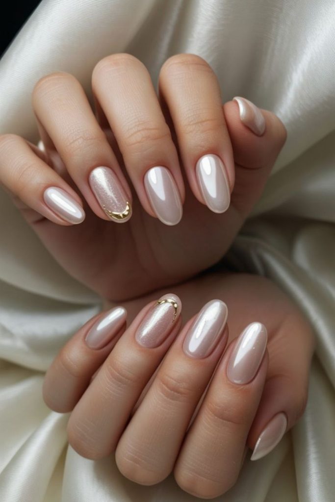 Nude nails with subtle frost tips