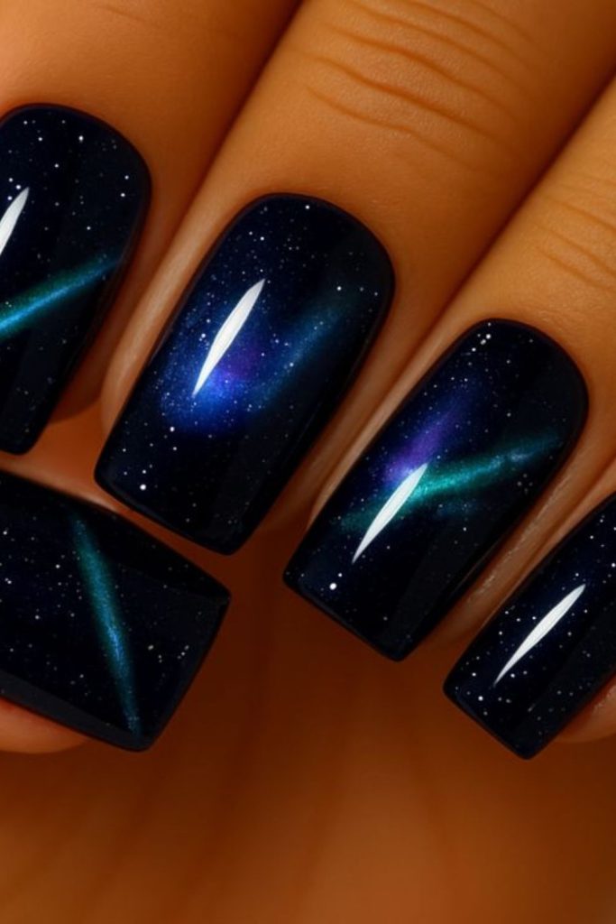 Indigo void cat eye nails