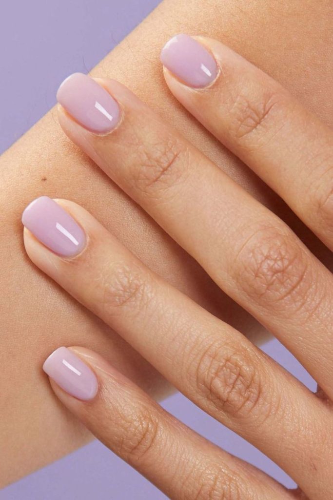 Lavender milky pastel short nails