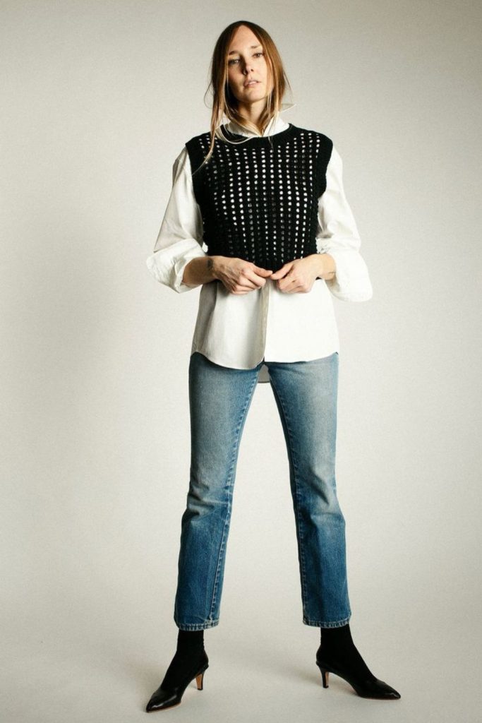 Layered mesh vest with minimal bottoms