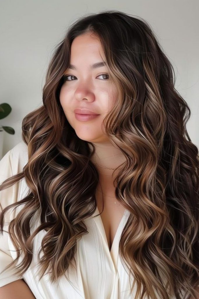 Long hair with cascading textured waves