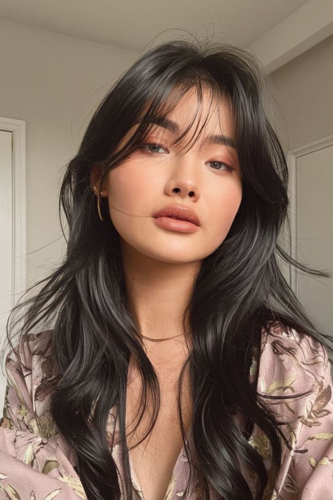 Long shag haircut with textured waves