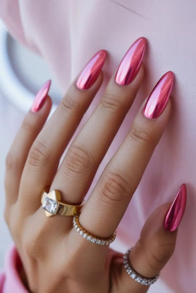 Vibrant magenta waves with metallic accents