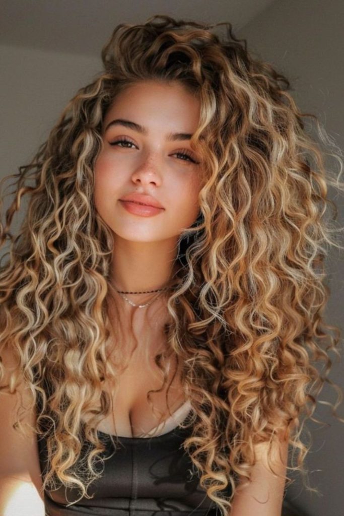 Sunset-lit curls with soft romantic glow.