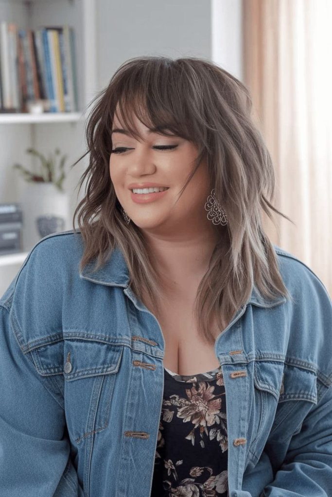 Messy razor-cut curtain fringe with texture