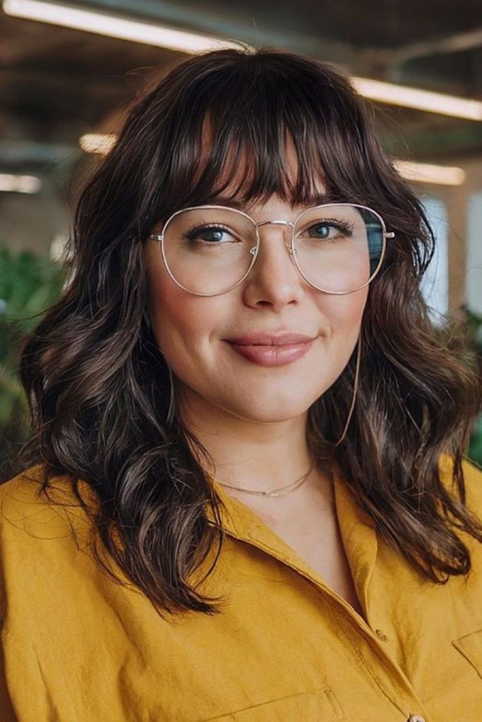 Micro choppy curtain bangs floating lightly