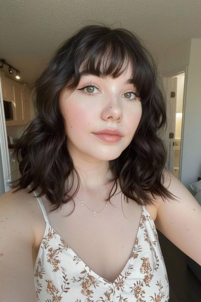 Micro Crescent Cut baby bangs look