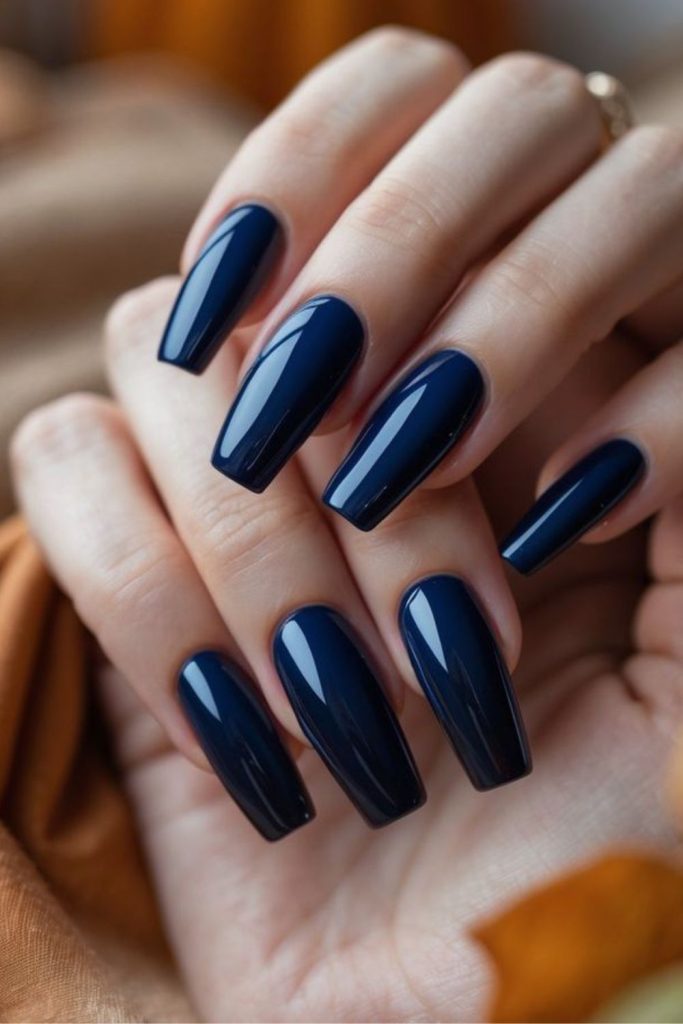 Midnight current flowing blue nails