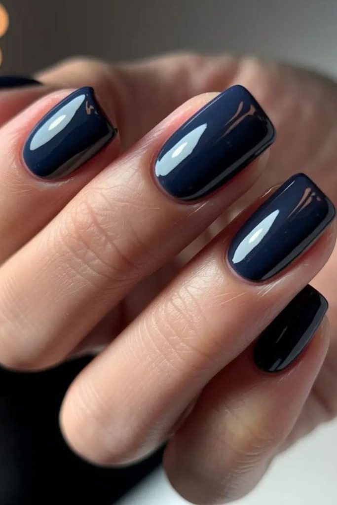 Midnight slate muted blue nails