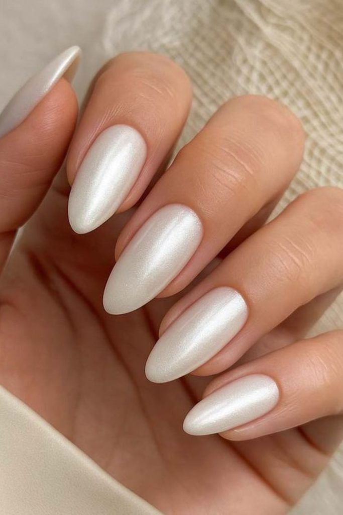Hazy milk nails subtle soft sheen.