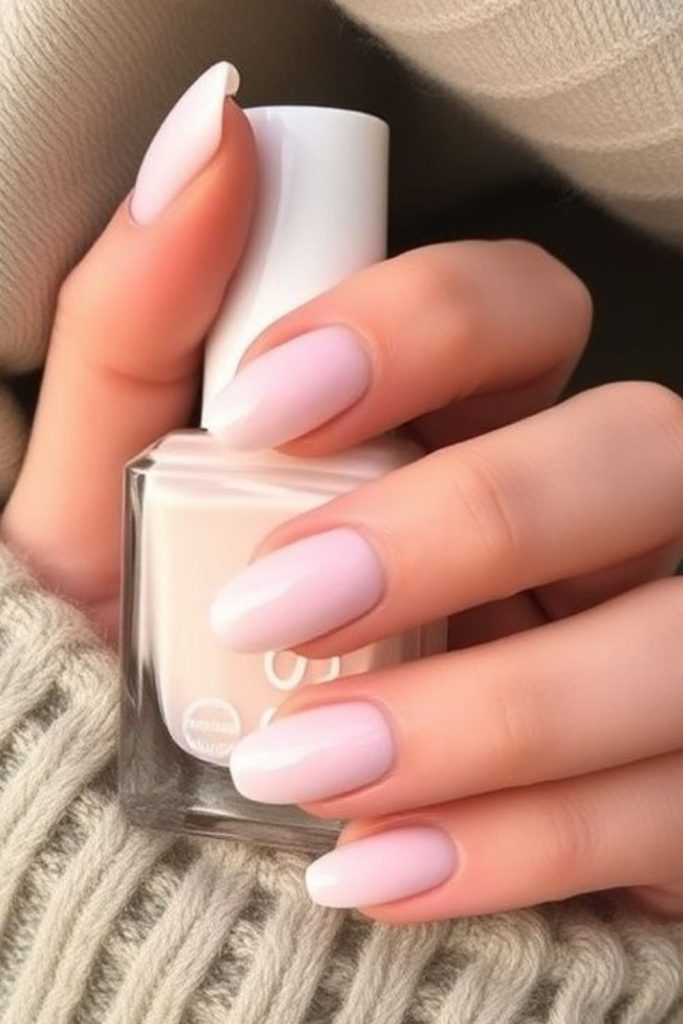 Petal-inspired soft milky nail polish.