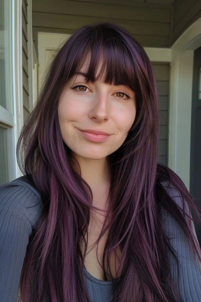 Pale lilac fringe with soft waves