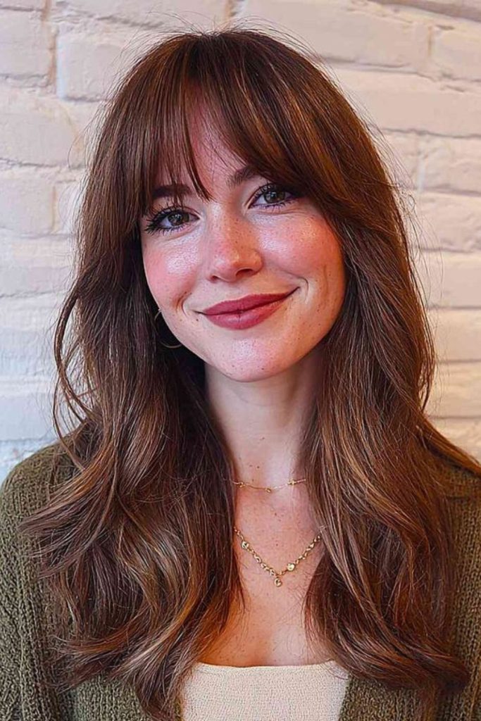 Soft veil fringe with layered long hair