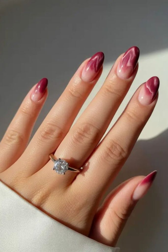 Twisted mulberry and pink swirled nails