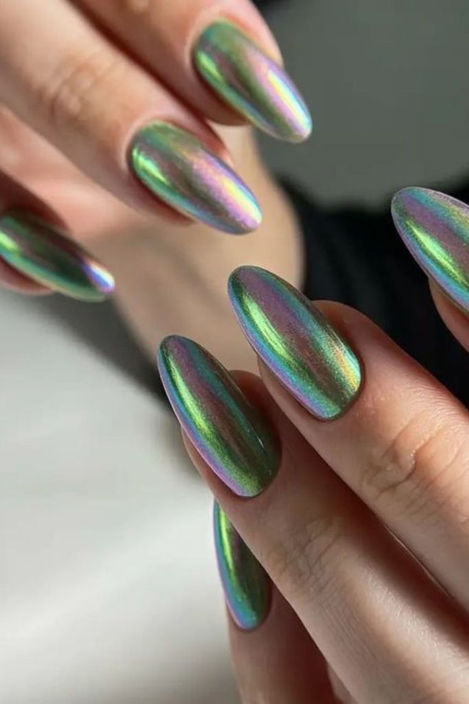 Bright neon pink and green nails