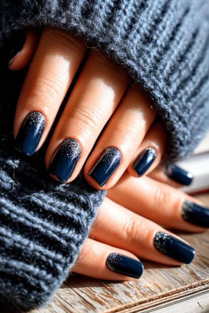 Obsidian navy dark nail style