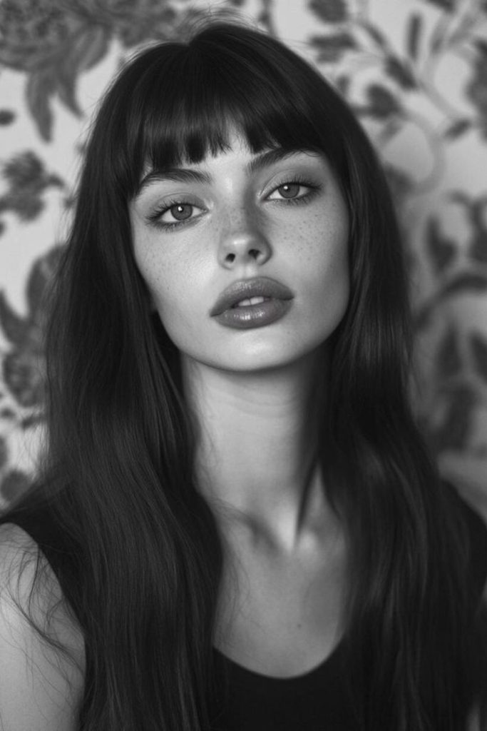 Jagged micro bangs with black tresses