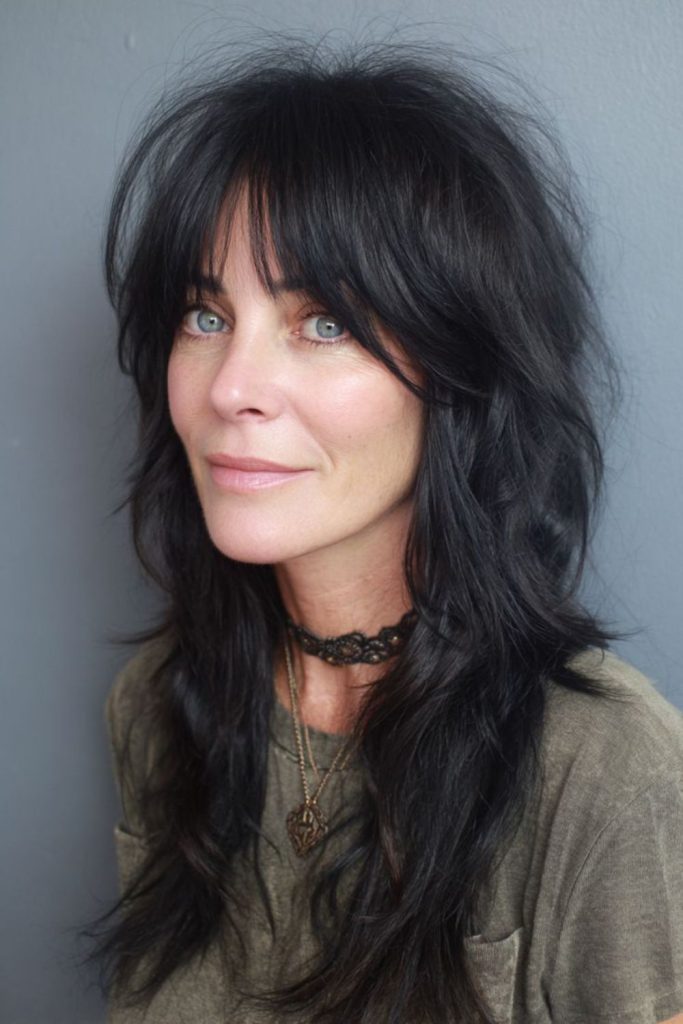 Black jagged wolf cut bold.