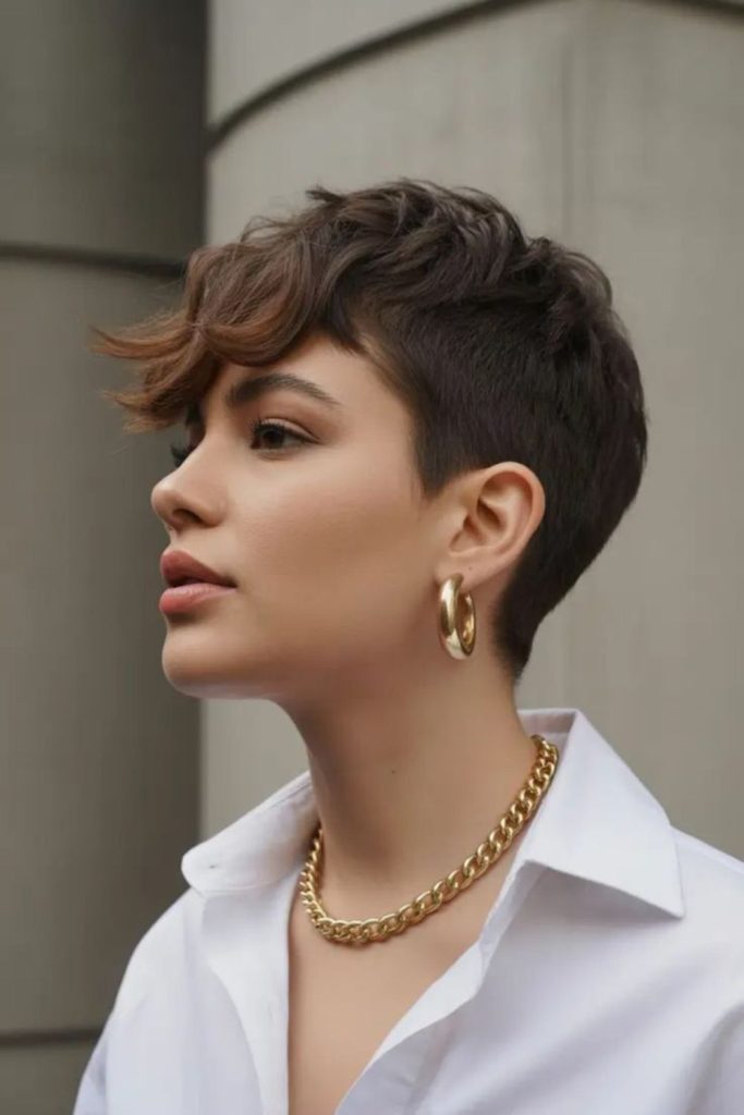 Wind-tossed Paris rooftop pixie.