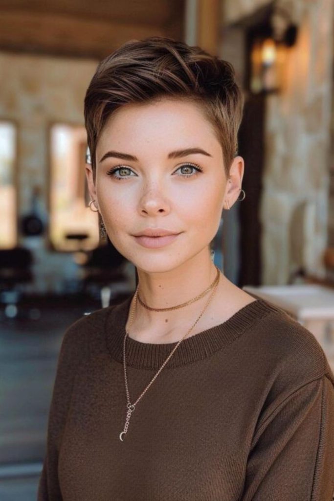 Parisian schoolgirl pixie haircut style.