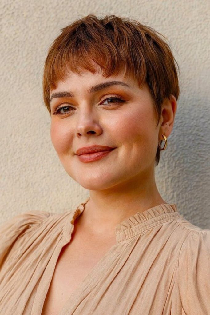 Pixie Dot Bangs playful round face