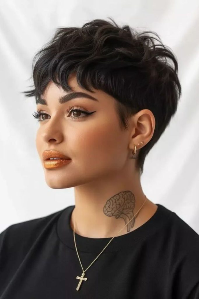 Postwar rebel pixie with textured crown.