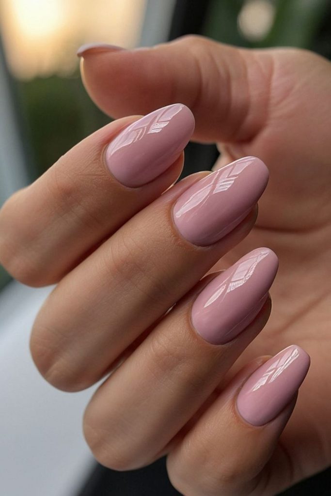 Tender rose mist glossy nails