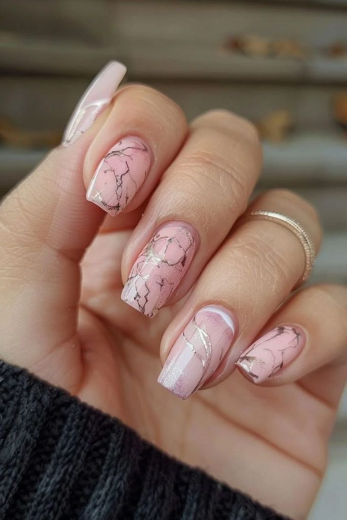 Pink and white quartz nails